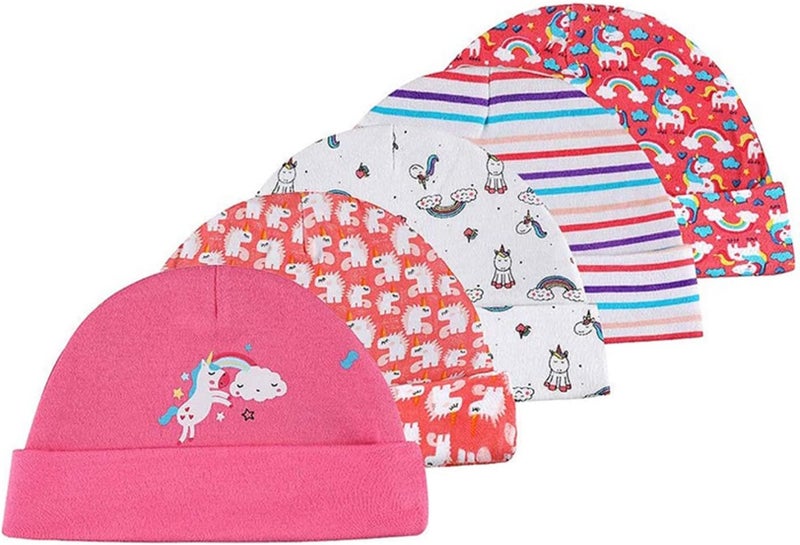 MAMIMAKA Baby Hat and Mittens Set Newborn Baby Hats Caps for Baby Boys Girls 0-6 Months 100% Cotton - Image 2